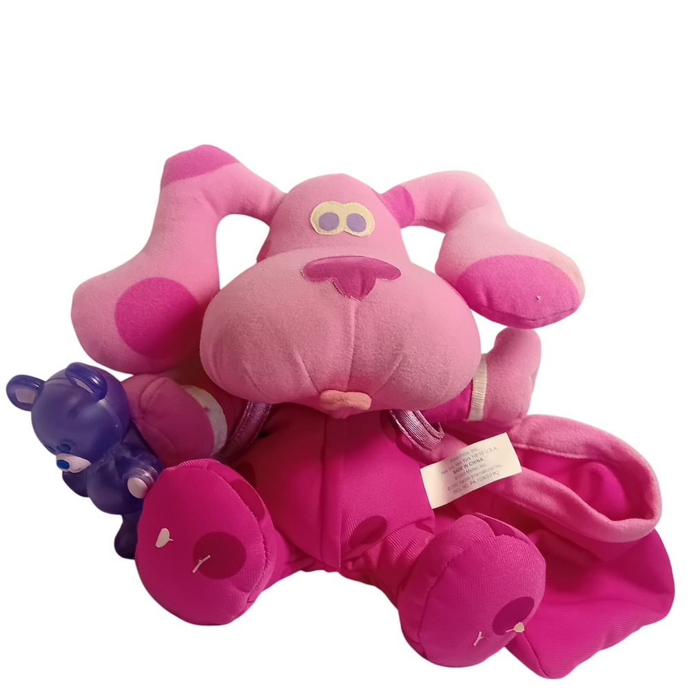 2000 Vintage Y2K Bedtime Magenta Blues Clues Plush W Flashlight Accessories READ